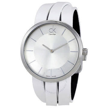 Calvin Klein Extent White Dial Ladies White Leather Watch