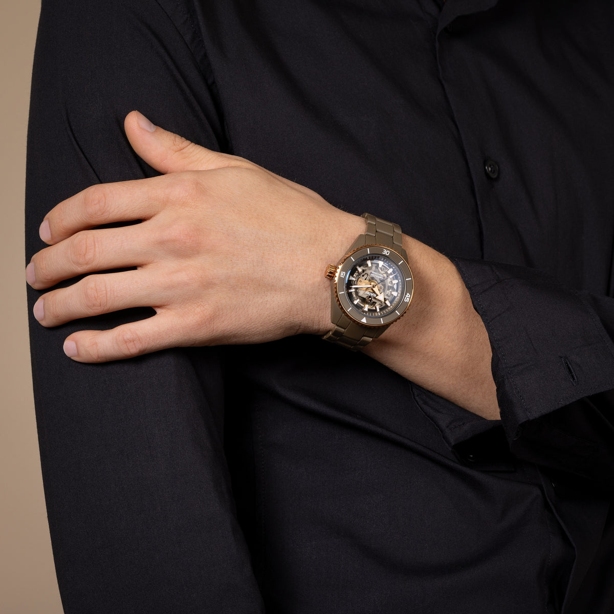 Rado Captain Cook High-Tech Ceramic Skeleton R32150162 – shown on the wrist