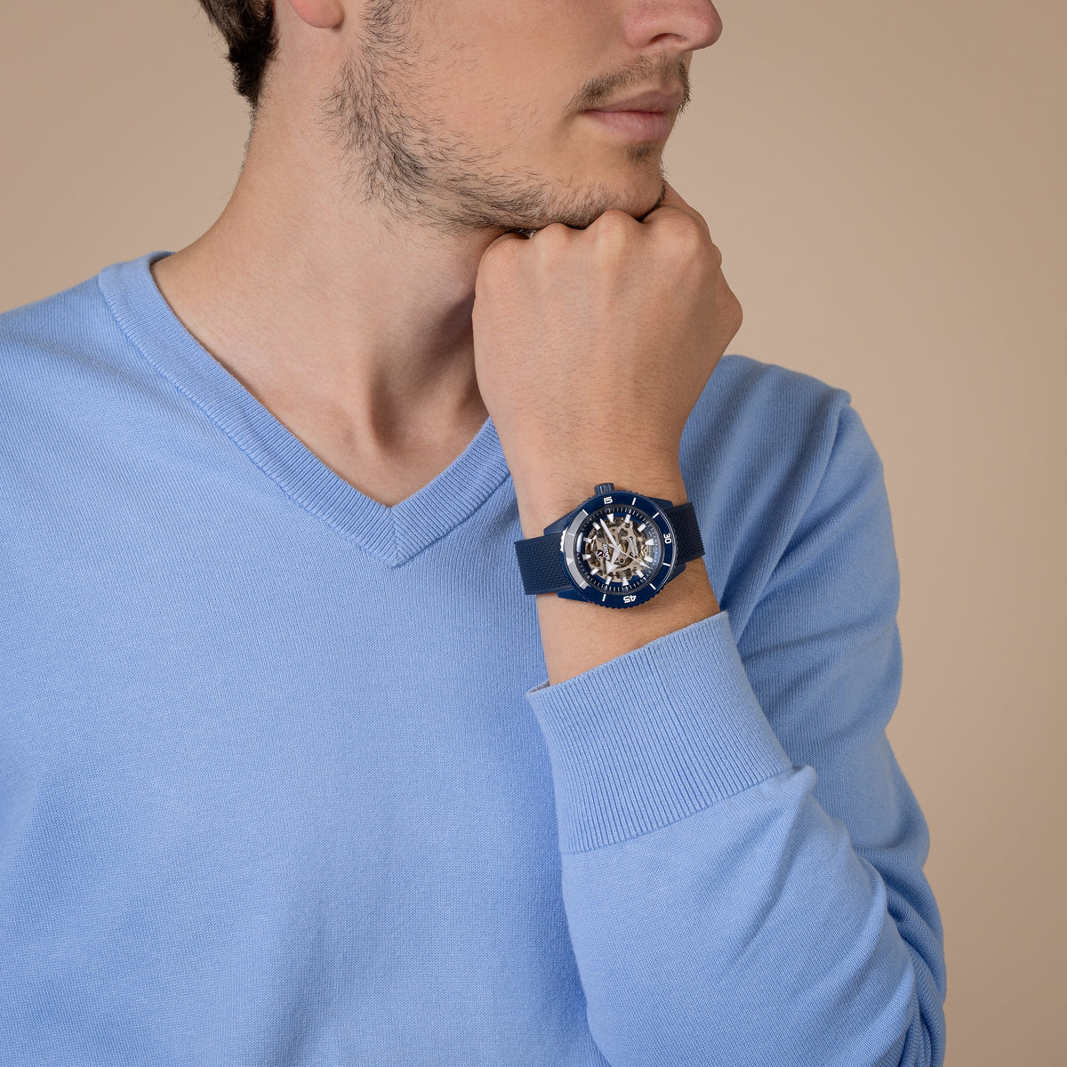 Rado Captain Cook High-Tech Ceramic Skeleton R32153209 – shown on the wrist