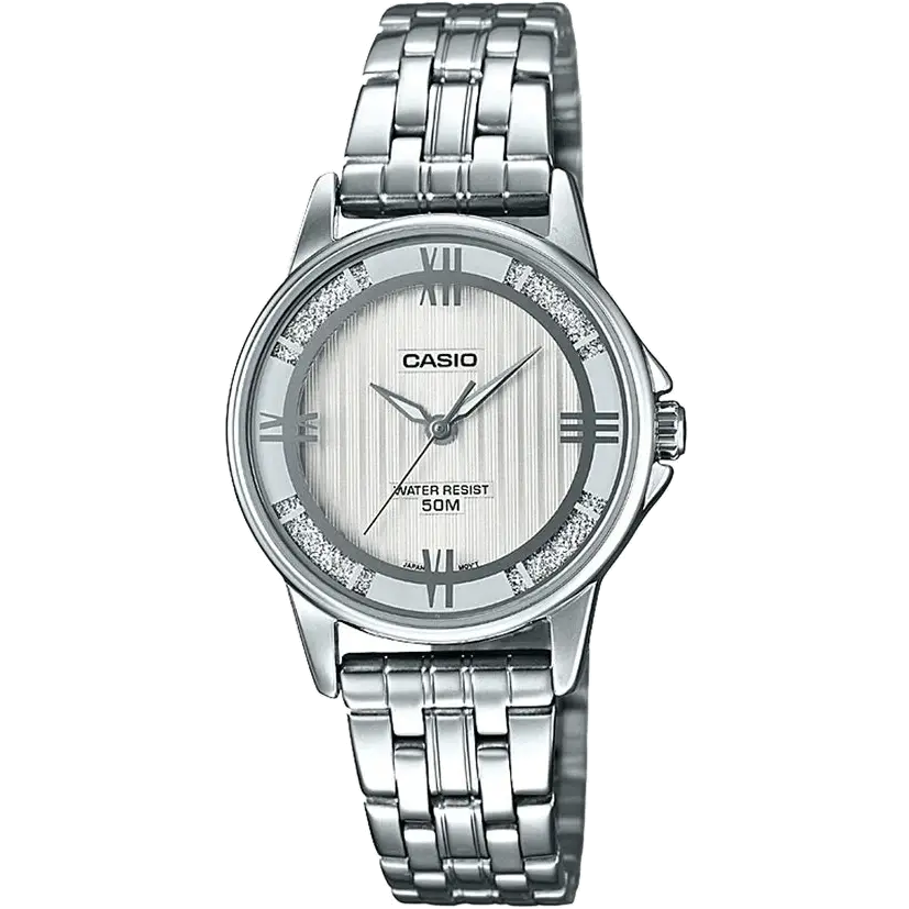 Casio Enticer Women White With Silver Accents Dial Analog Watch A1303