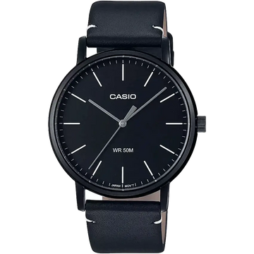 Casio Enticer Men Quartz Black Dial Analog Leather Watch A1834