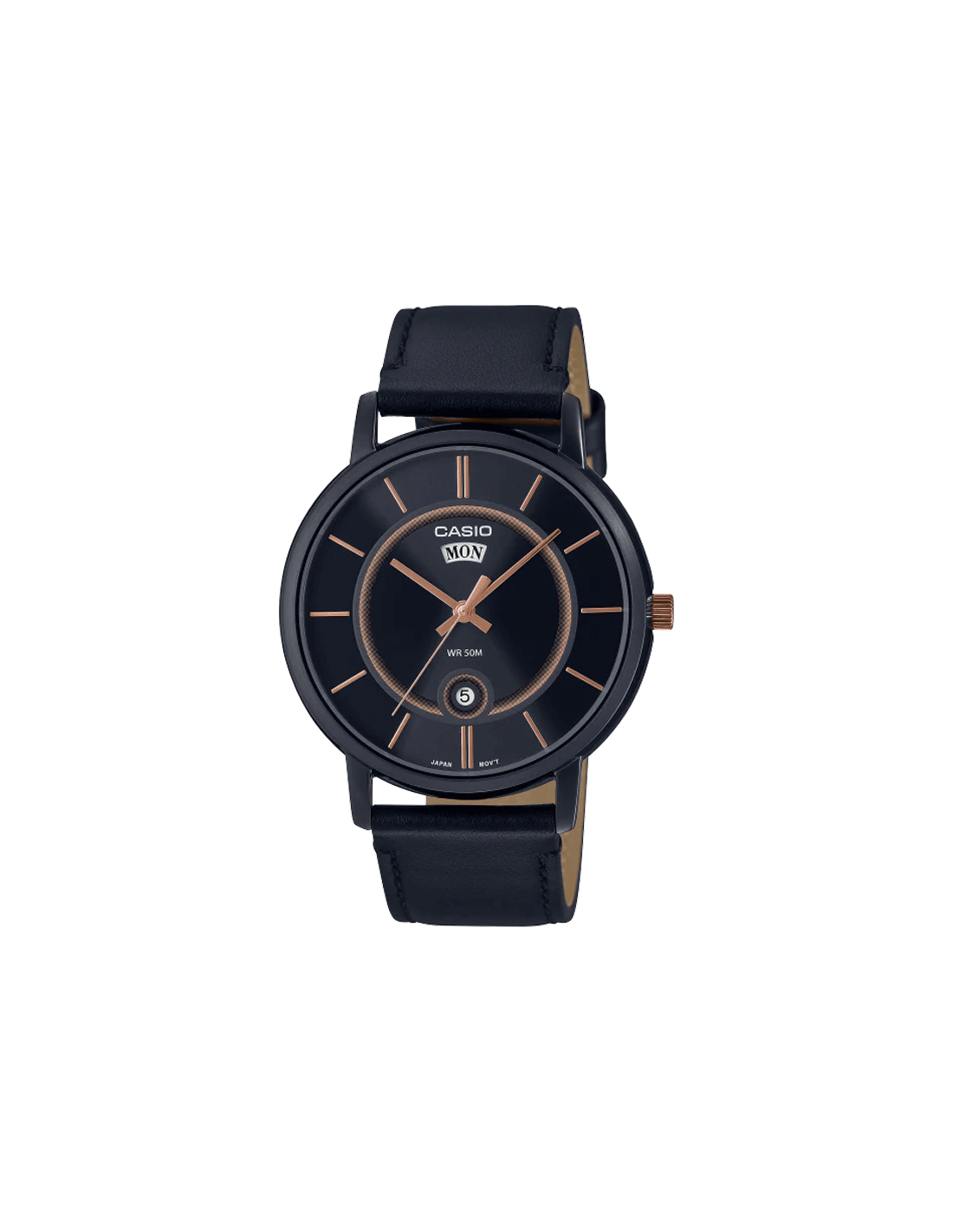 ENTICER MEN MTP-B120BL-1AVDF - A2043 Black Leather - Men's Watch - Kamal Watch Company