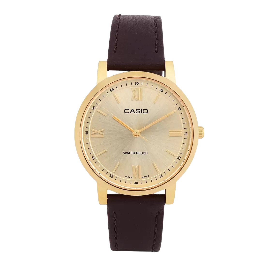 Casio Enticer Women Quartz Gold Dial Analog Leather Watch A2159