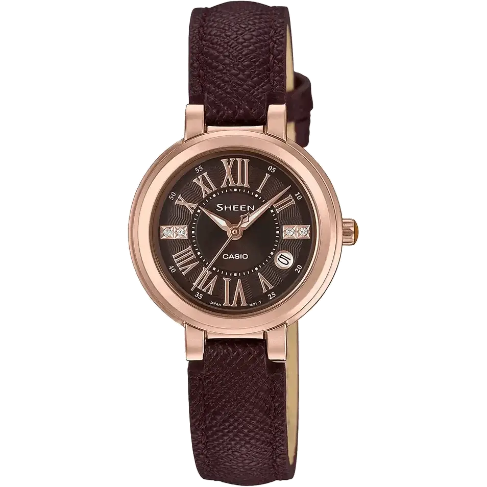 Casio Sheen Women Quartz Brown Dial Analog Leather Watch SX214