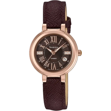 Casio Sheen Women Quartz Brown Dial Analog Leather Watch SX214