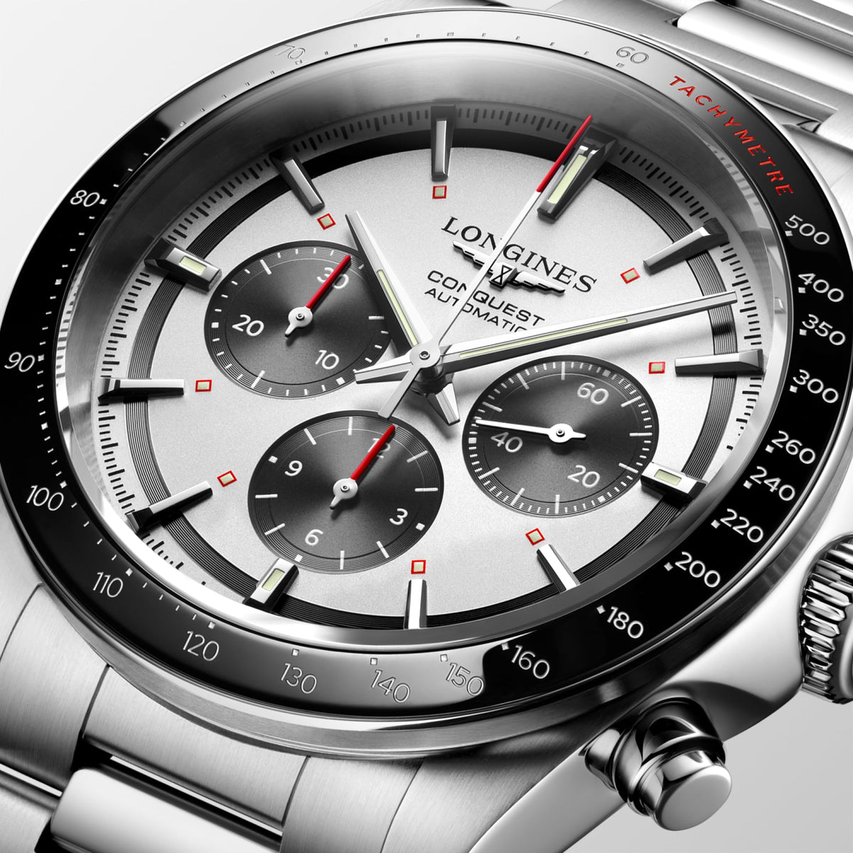 Longines Conquest Chronograph 42mm L3.835.4.72.6 Watch for Men - dial close-up