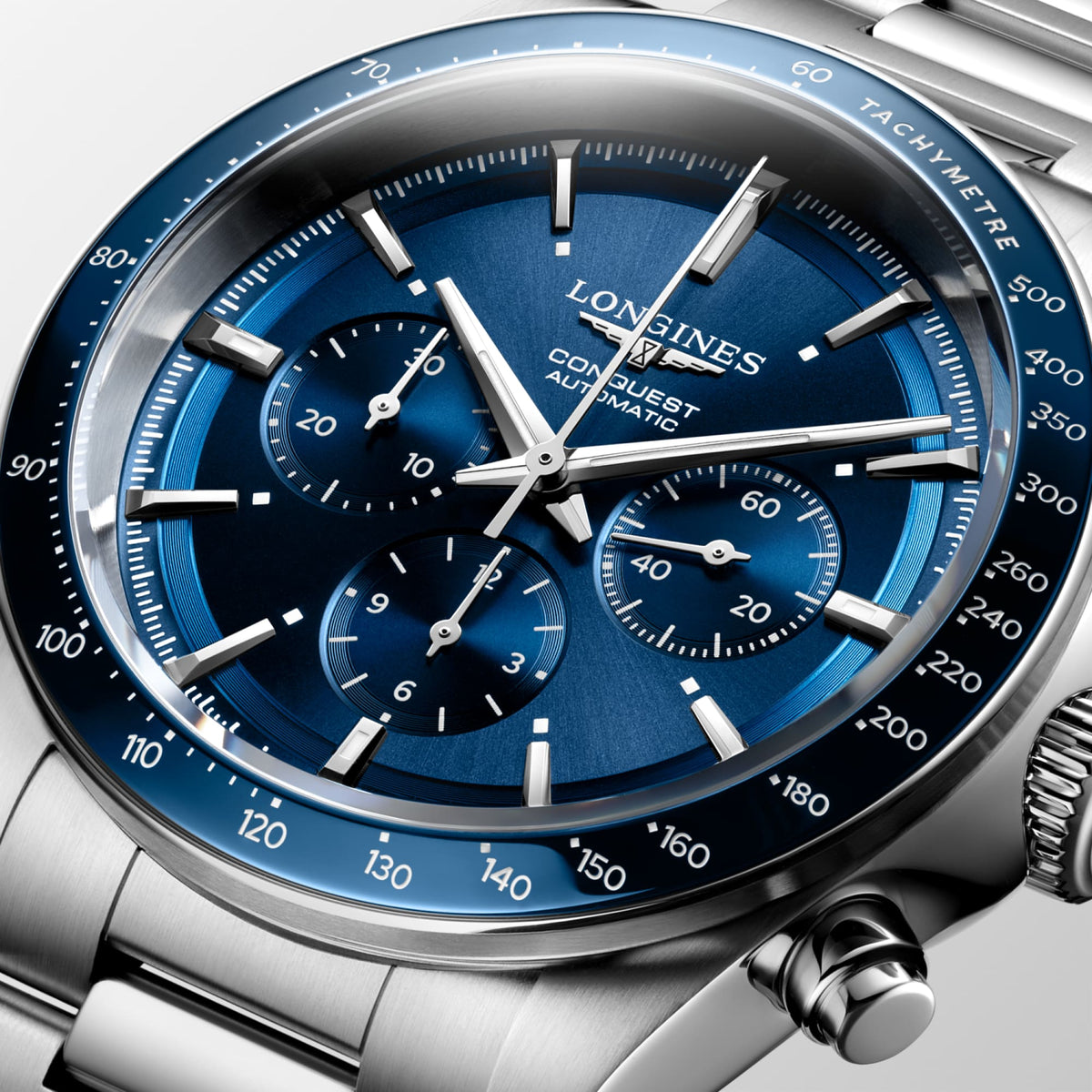 Longines Conquest Chronograph 42mm L3.835.4.92.6 Watch for Men - dial close-up