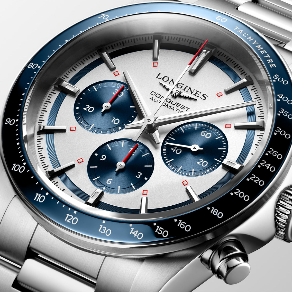 Longines Conquest Chronograph 42mm L3.835.4.98.6 Watch for Men - dial close-up