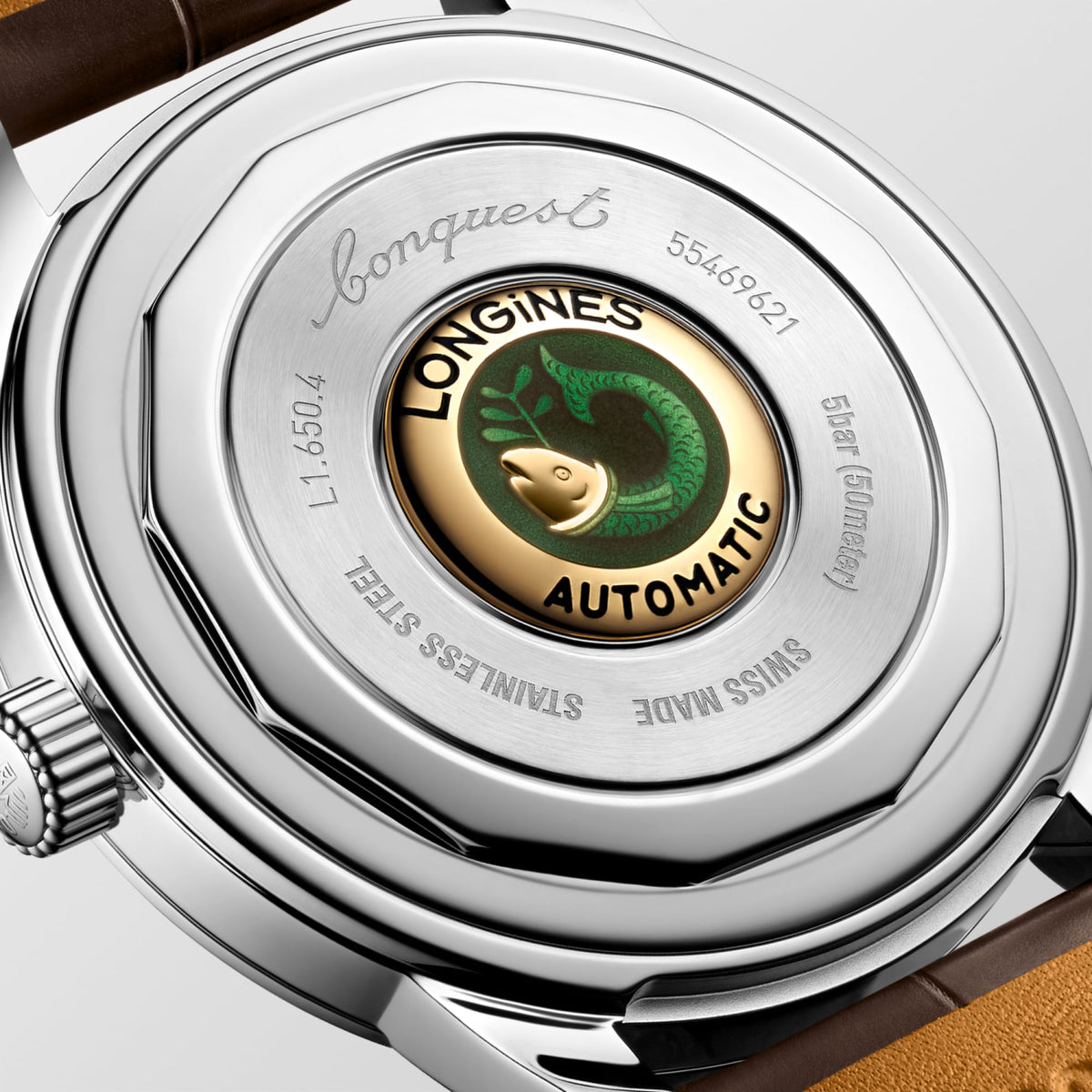 Longines Conquest Heritage 40mm L1.650.4.62.2 Watch for Men - case-back close-up