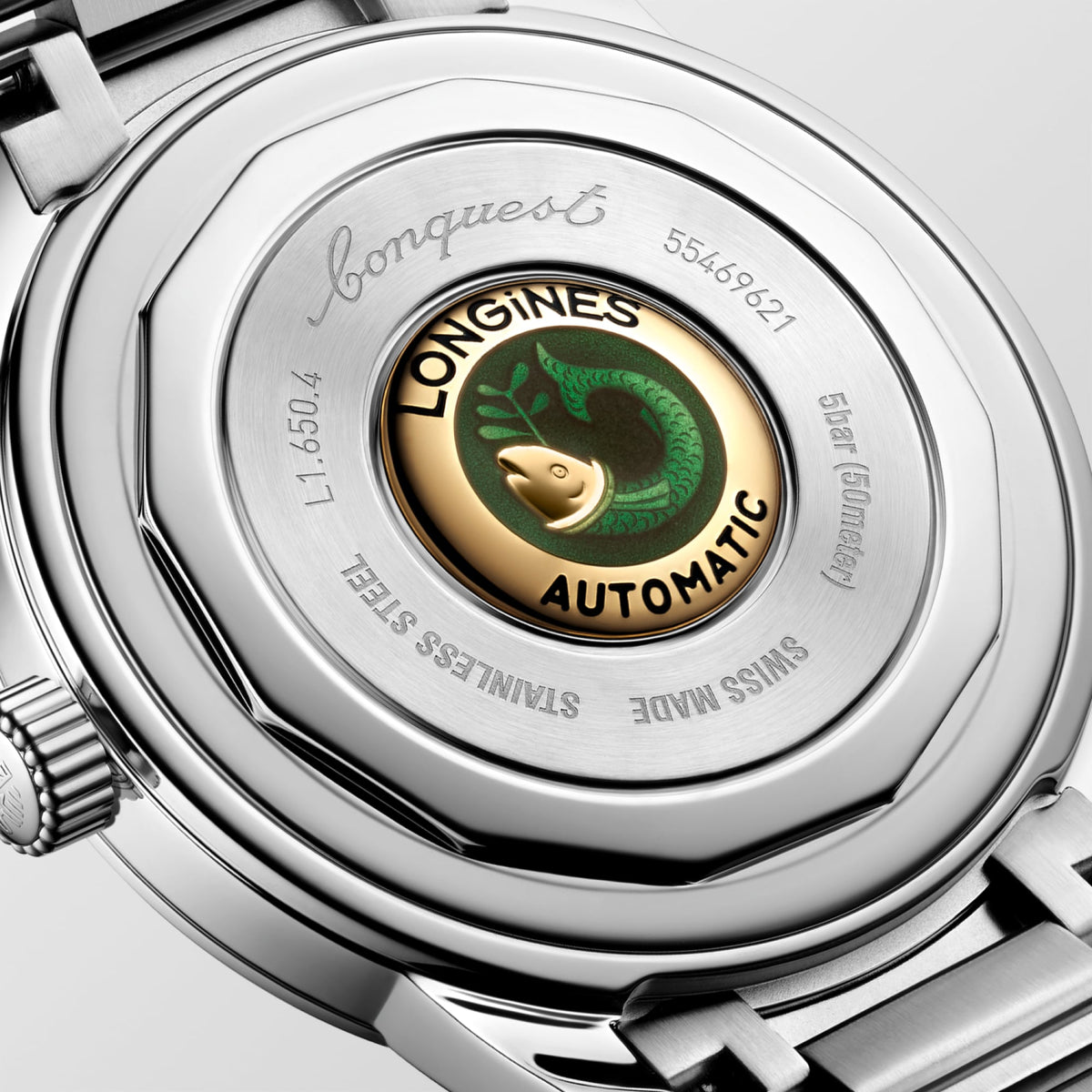Longines Conquest Heritage 40mm L1.650.4.92.6 Watch for Men - case-back close-up