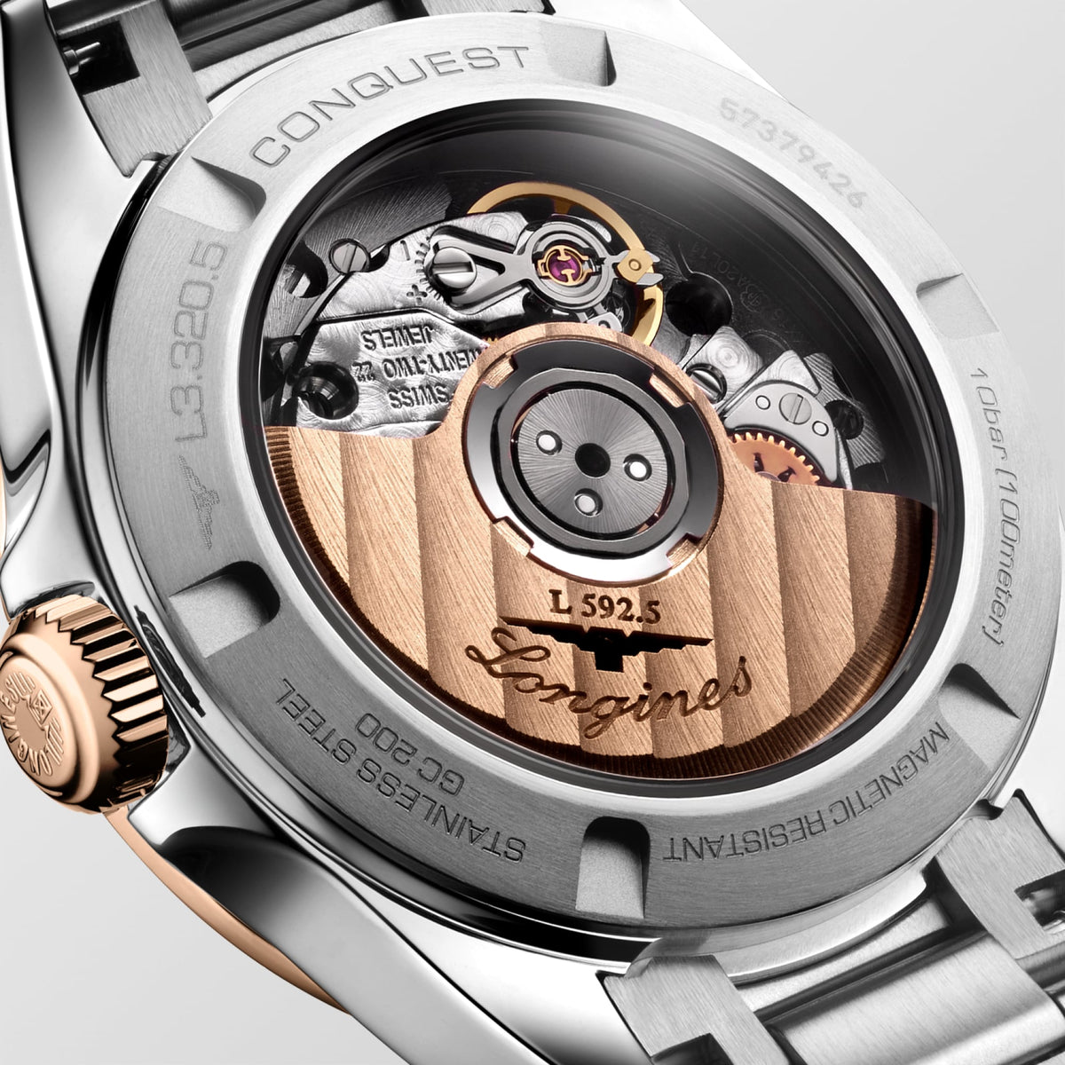 Longines Conquest 30mm L3.320.5.02.6 Watch for Women - case-back close-up