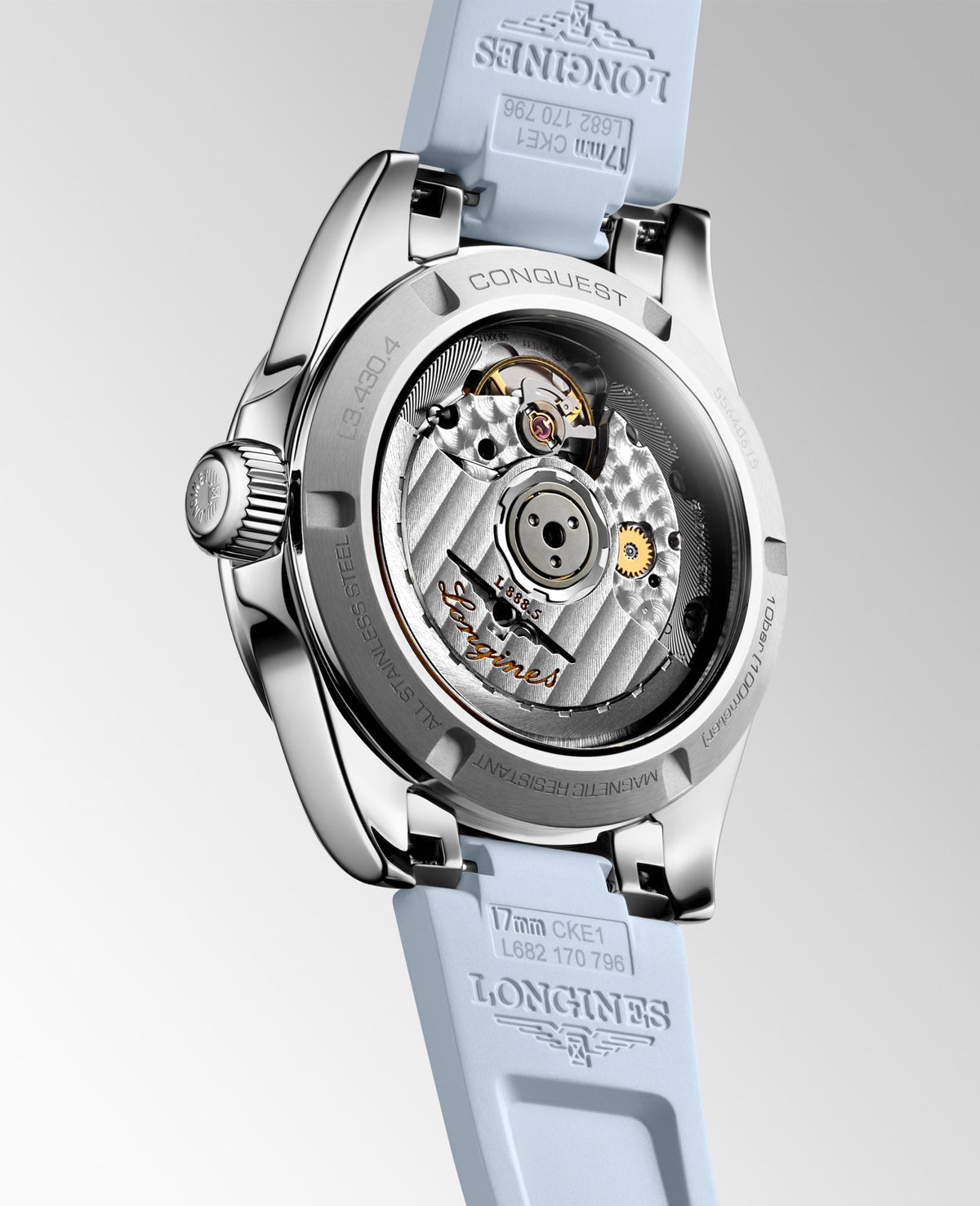 Longines Conquest 34mm L3.430.4.92.9 Watch for Women - case-back view