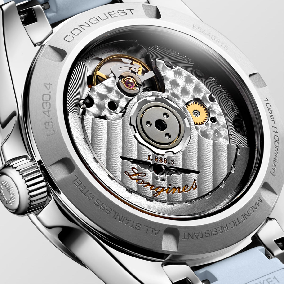 Longines Conquest 34mm L3.430.4.92.9 Watch for Women - case-back close-up