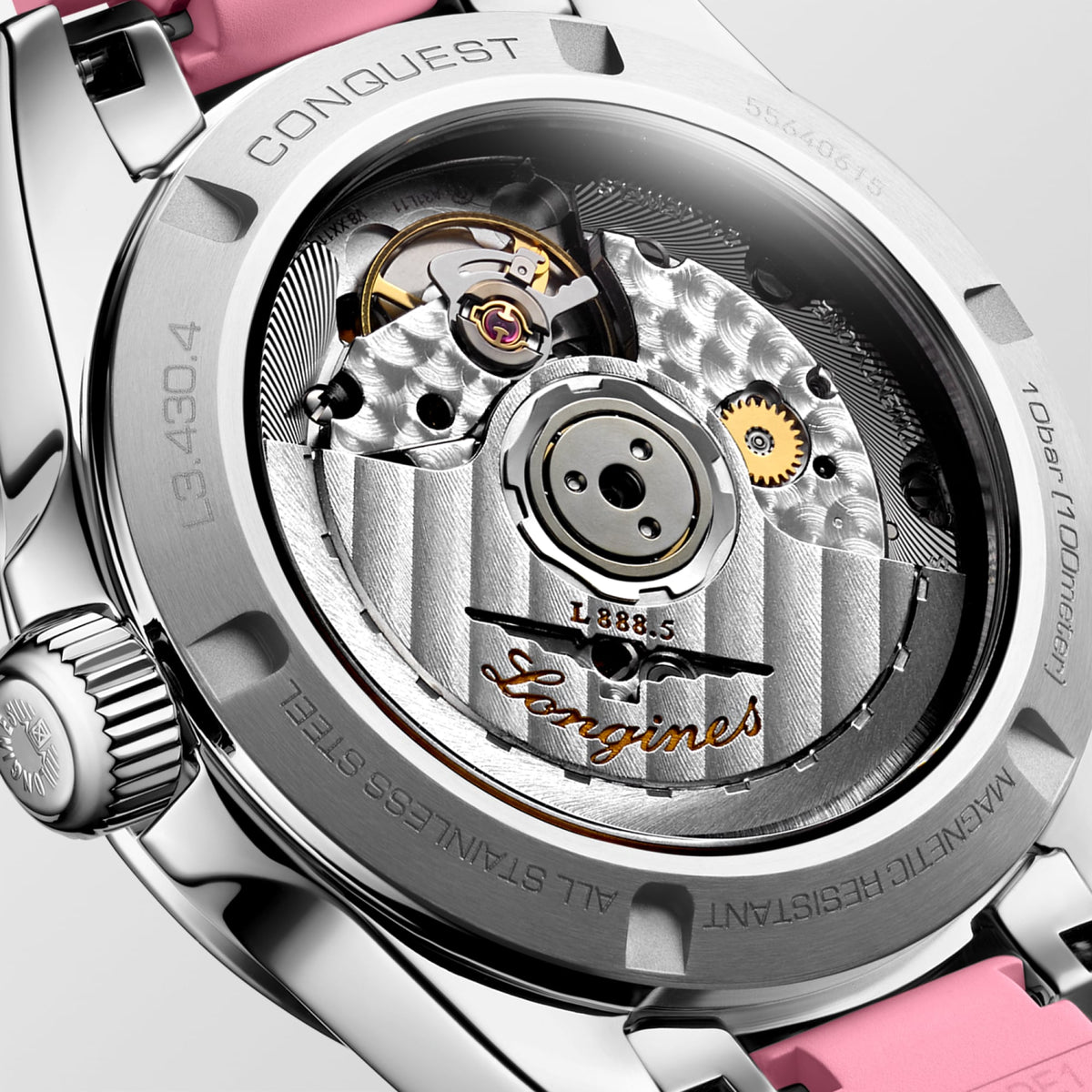 Longines Conquest 34mm L3.430.4.99.9 Watch for Women - case-back close-up