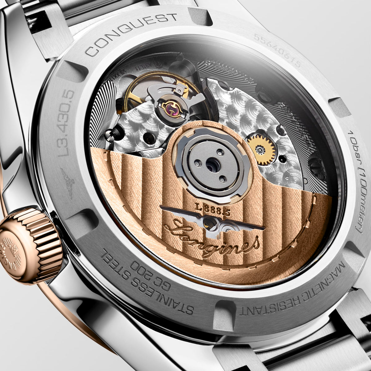 Longines Conquest 34mm L3.430.5.02.6 Watch for Women - case-back close-up