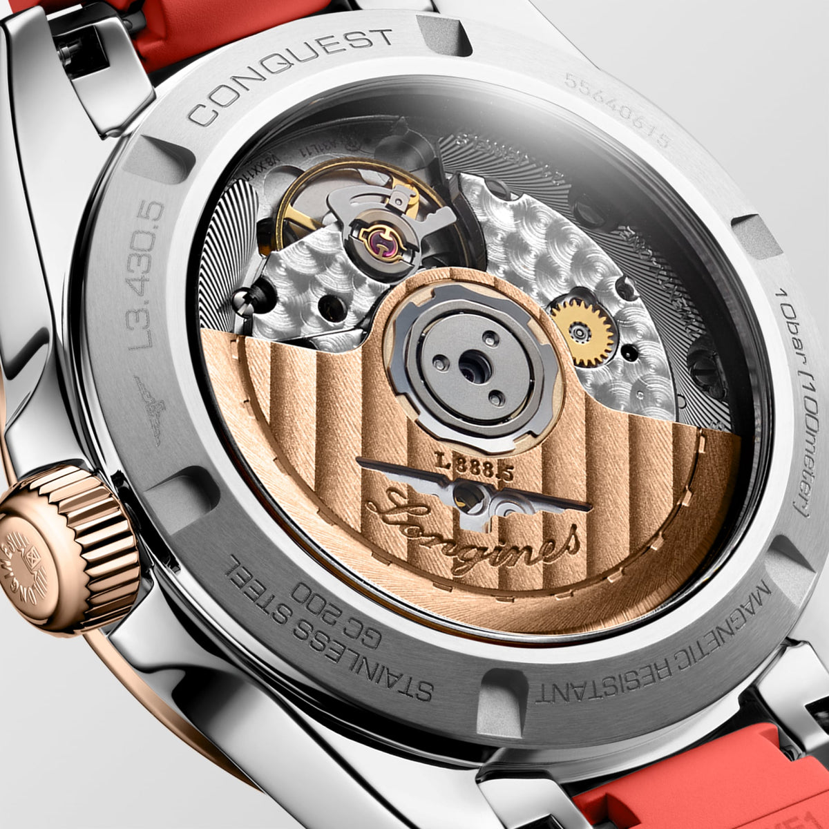 Longines Conquest 34mm L3.430.5.72.9 Watch for Women - case-back close-up