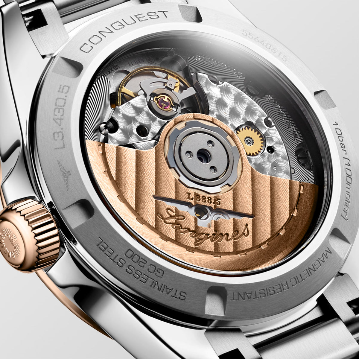 Longines Conquest 34mm L3.430.5.98.6 Watch for Women - case-back close-up