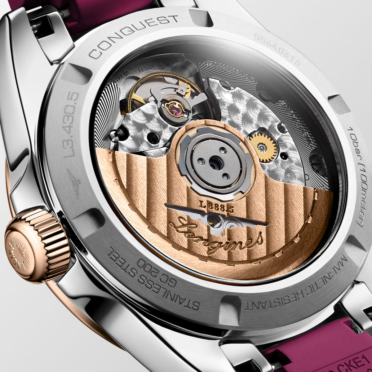 Longines Conquest 34mm L3.430.5.98.9 Watch for Women - case-back close-up