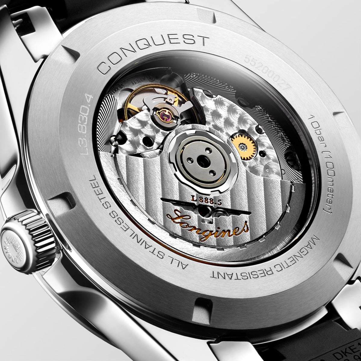 Longines Conquest 41mm L3.830.4.52.9 Watch for Men - case-back close-up
