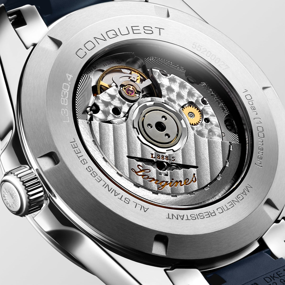Longines Conquest 41mm L3.830.4.92.9 Watch for Men - case-back close-up