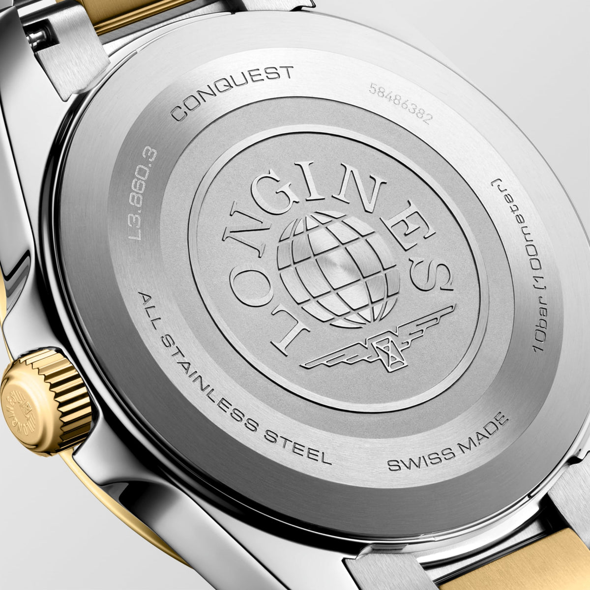 Longines Conquest 41mm L3.860.3.52.7 Watch for Men - case-back close-up