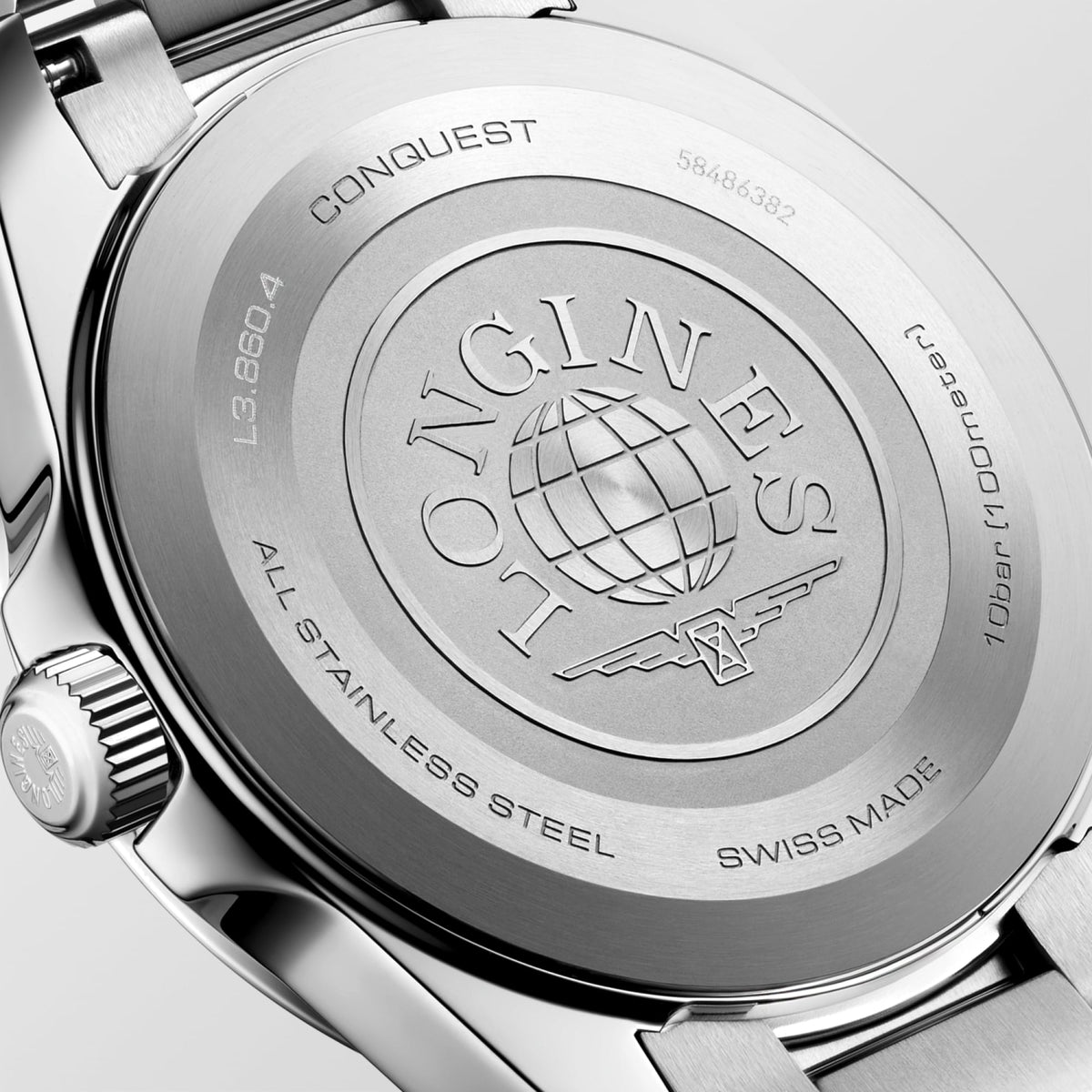 Longines Conquest 41mm L3.860.4.12.6 Watch for Men - case-back close-up