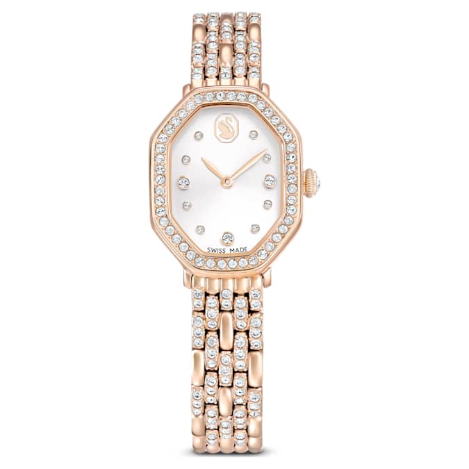 Dextera Octagon watch Swiss Made, Metal bracelet, Gold tone, Rose gold-tone finish