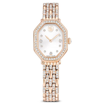 Dextera Octagon watch Swiss Made, Metal bracelet, Gold tone, Rose gold-tone finish