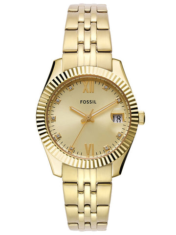 FOSSIL Scarlette 32 mm Gold Dial Stainless Steel Analogue Wrist Watch for Women - ES5338I