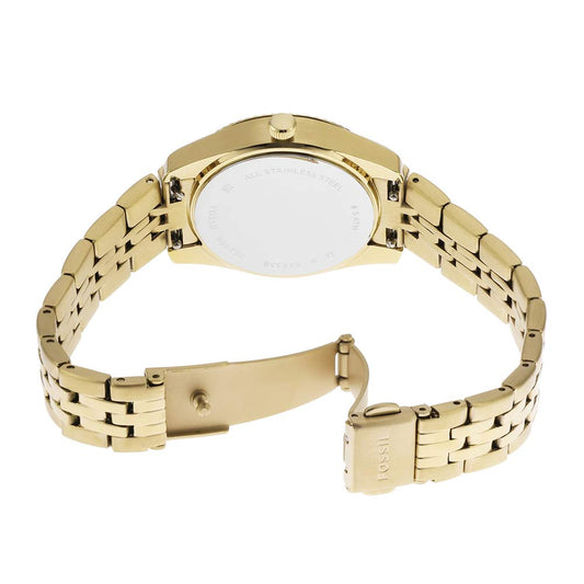 FOSSIL Scarlette 32 mm Gold Dial Stainless Steel Analogue Wrist Watch for Women - ES5338I