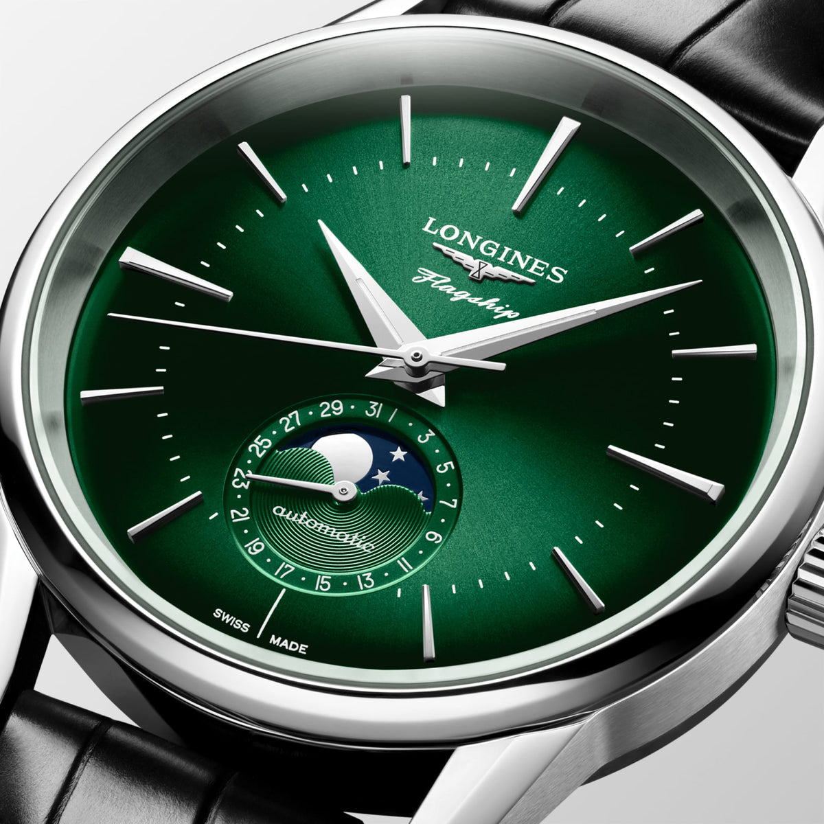 Longines Flagship Heritage Moonphase 38.5mm L4.815.4.02.2 Watch for Men - dial close-up