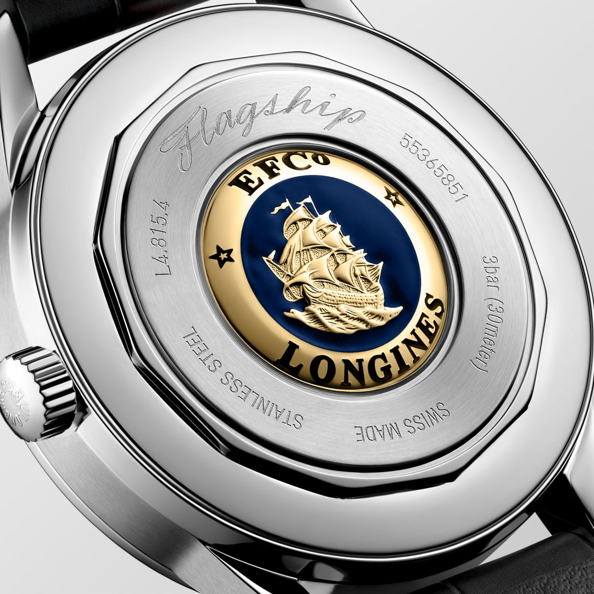 Longines Flagship Heritage Moonphase 38.5mm L4.815.4.02.2 Watch for Men - case-back close-up