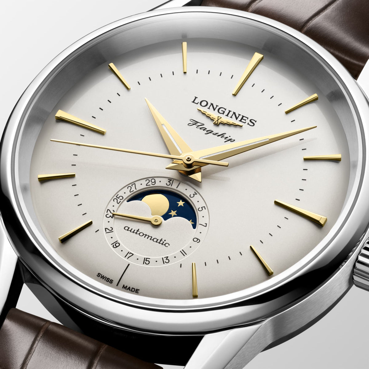 Longines Flagship Heritage Moonphase 38.5mm L4.815.4.78.2 Watch for Men - dial close-up