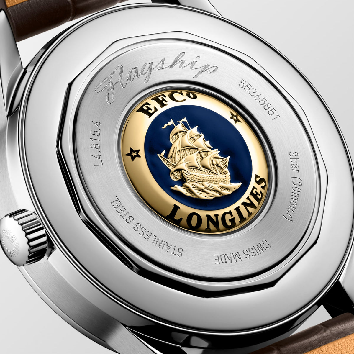 Longines Flagship Heritage Moonphase 38.5mm L4.815.4.78.2 Watch for Men - case-back close-up