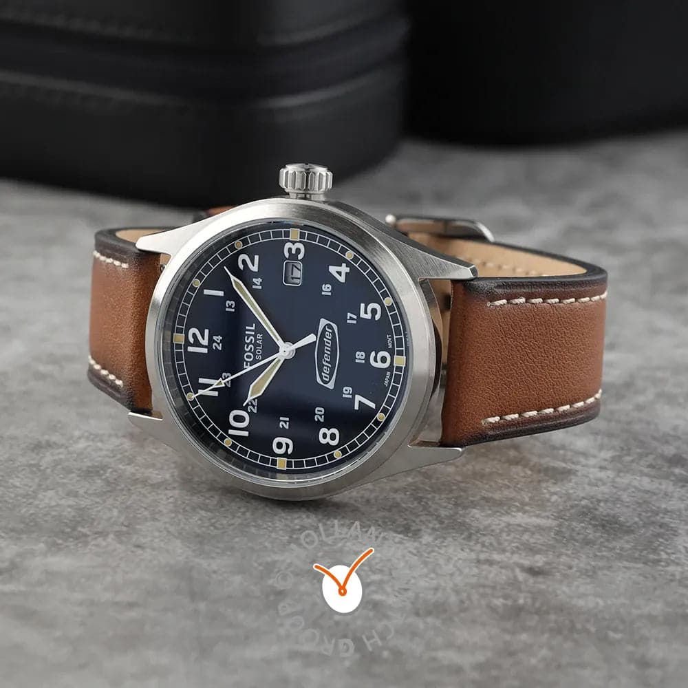 Defender 40 Mm Blue Dial Leather Analog Watch For Men Fs5975I