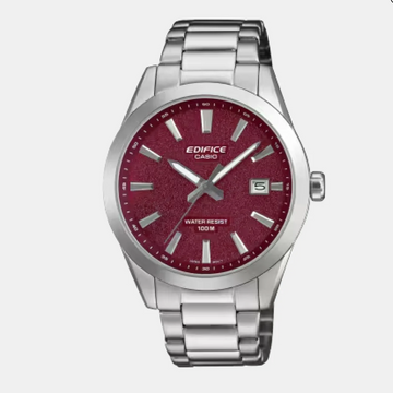 Casio Edifice Men Quartz Red Dial Analog Stainless Steel Watch ED716