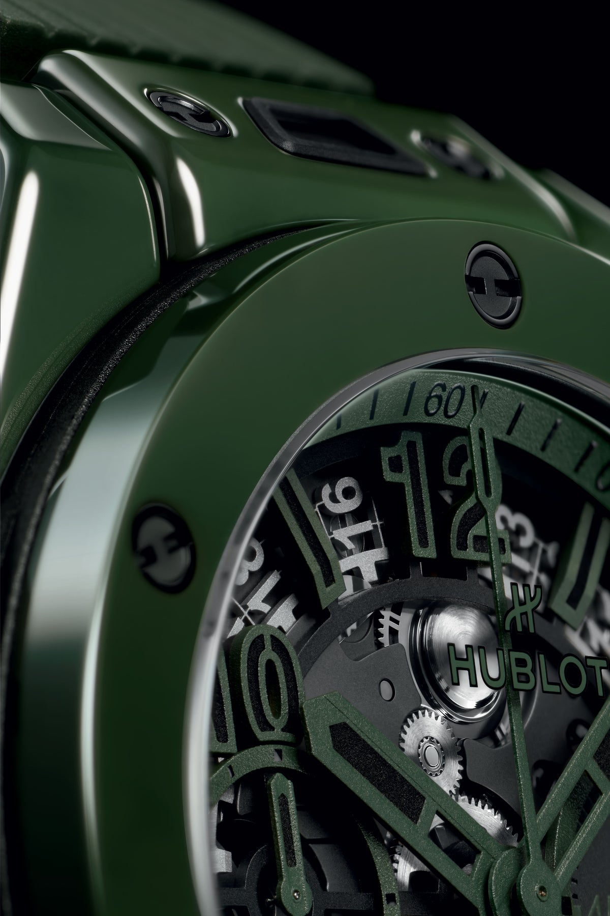 Hublot Big Bang Unico Dark Green Ceramic 42 mm 441.GX.5210.RX – dial close-up