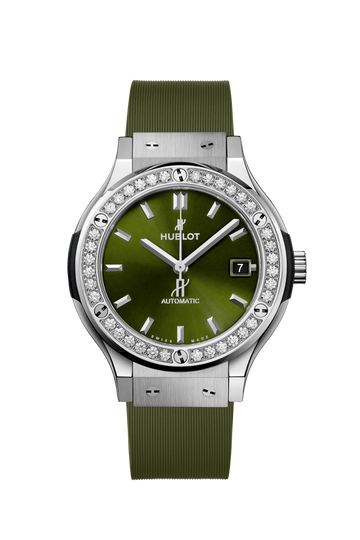 Hublot Classic Fusion Titanium Green Diamonds 38 mm 565.NX.8970.RX.1204 – front view