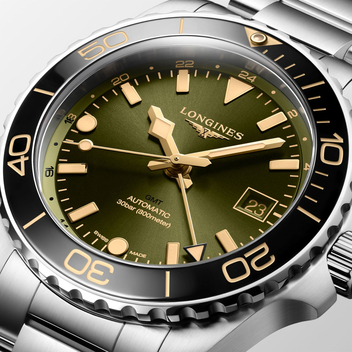 Longines HydroConquest GMT 41mm L3.790.4.06.6 Watch for Men - dial close-up