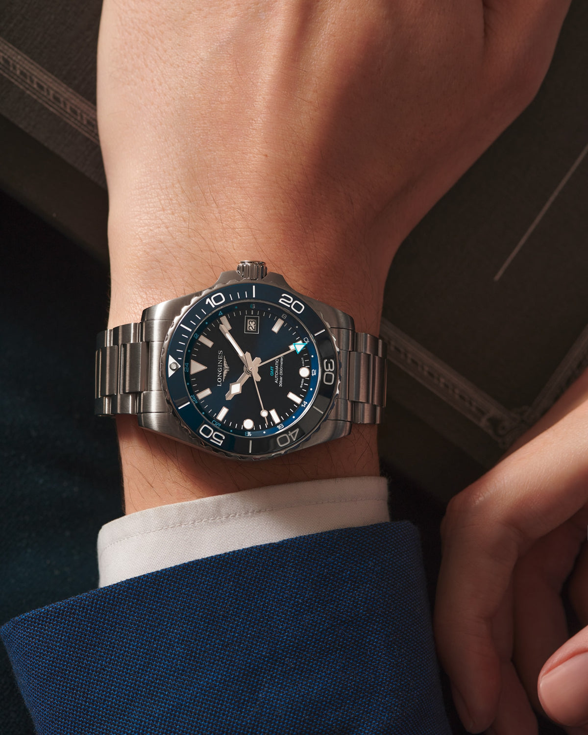Longines HydroConquest GMT 41mm L3.790.4.96.6 Watch for Men - on the wrist