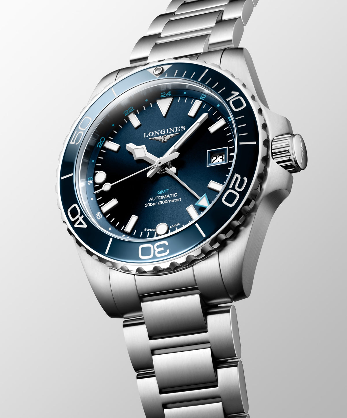 Longines HydroConquest GMT 41mm L3.790.4.96.6 Watch for Men - dial view