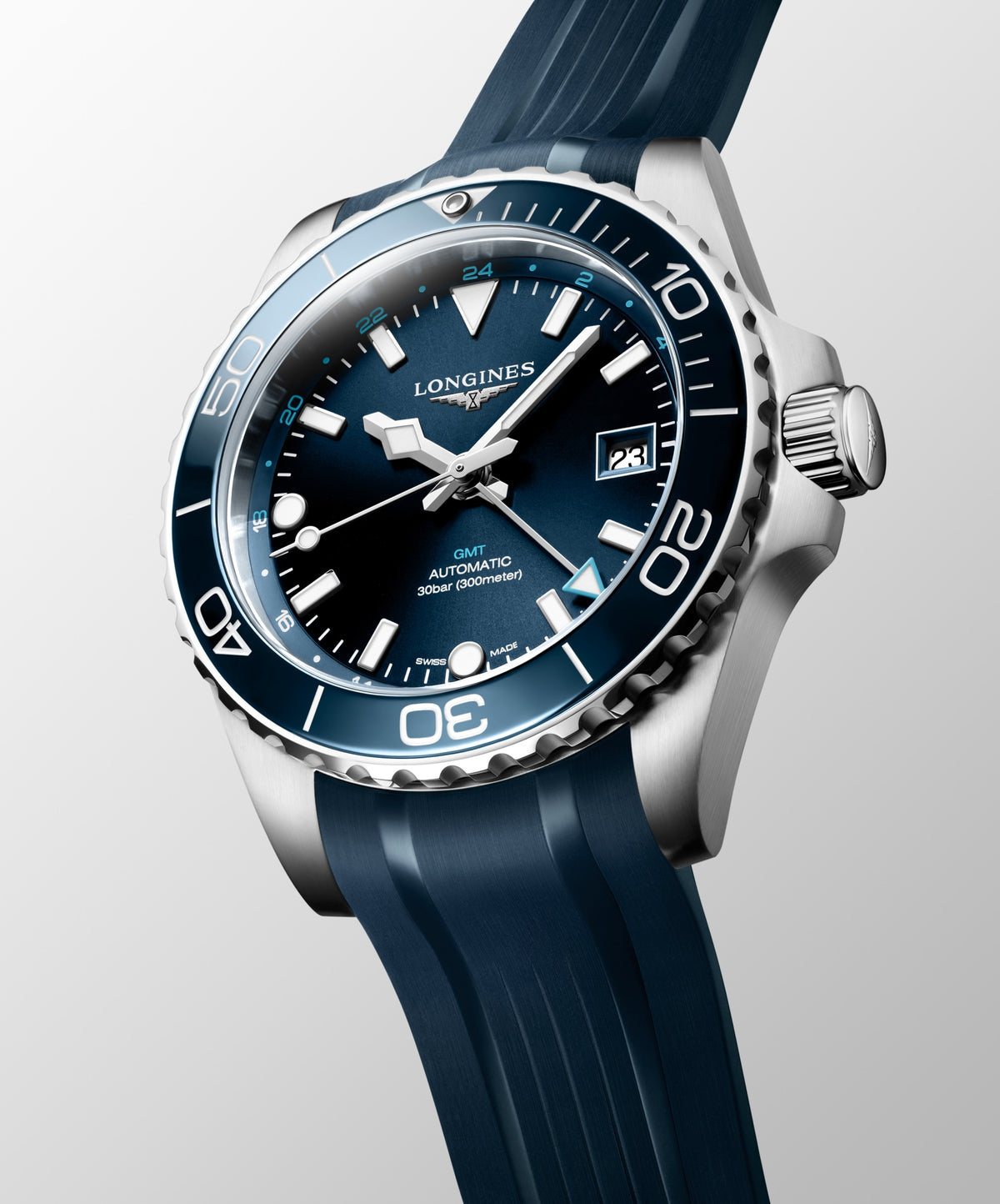Longines HydroConquest GMT 41mm L3.790.4.96.9 Watch for Men - dial view