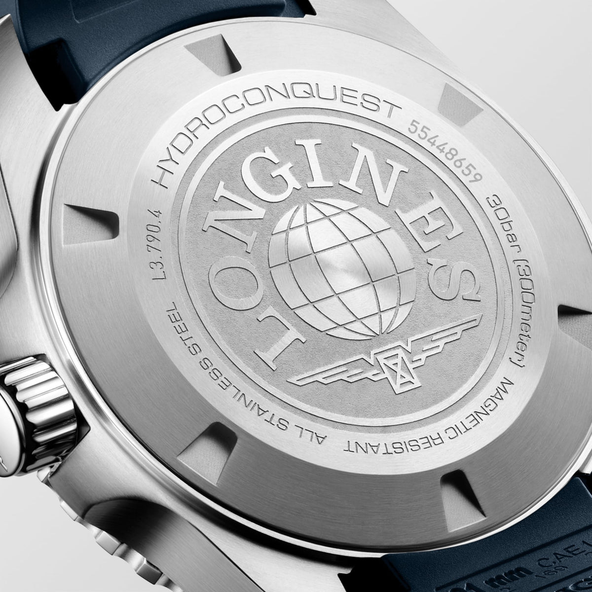 Longines HydroConquest GMT 41mm L3.790.4.96.9 Watch for Men - case-back close-up