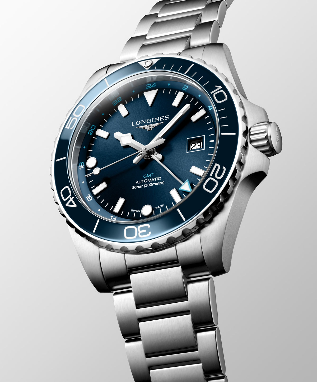 Longines HydroConquest GMT 43mm L3.890.4.96.6 Watch for Men - dial view