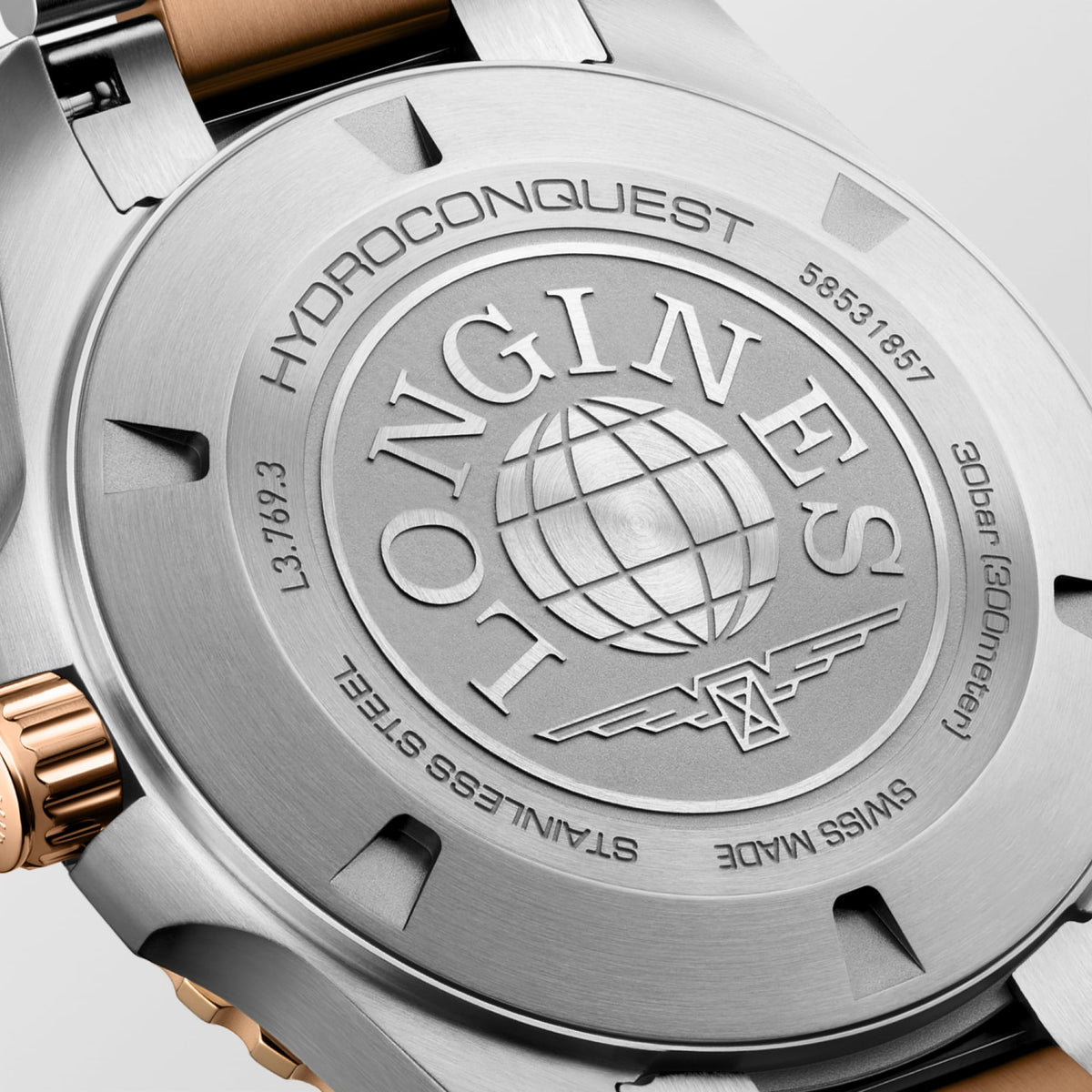 Longines HydroConquest 42mm L3.769.3.98.7 Watch for Men - case-back close-up