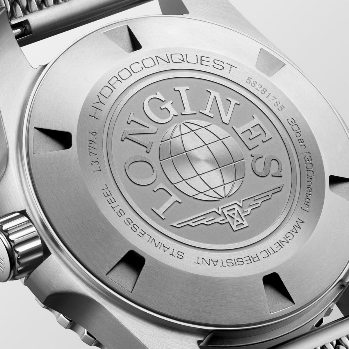 Longines HydroConquest 39mm L3.779.4.90.6 Unisex Watch - case-back close-up