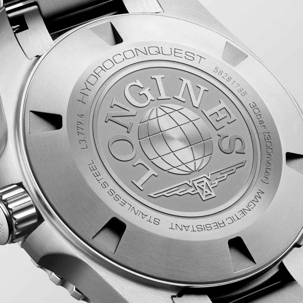 Longines HydroConquest 39mm L3.779.4.96.6 Unisex Watch - case-back close-up