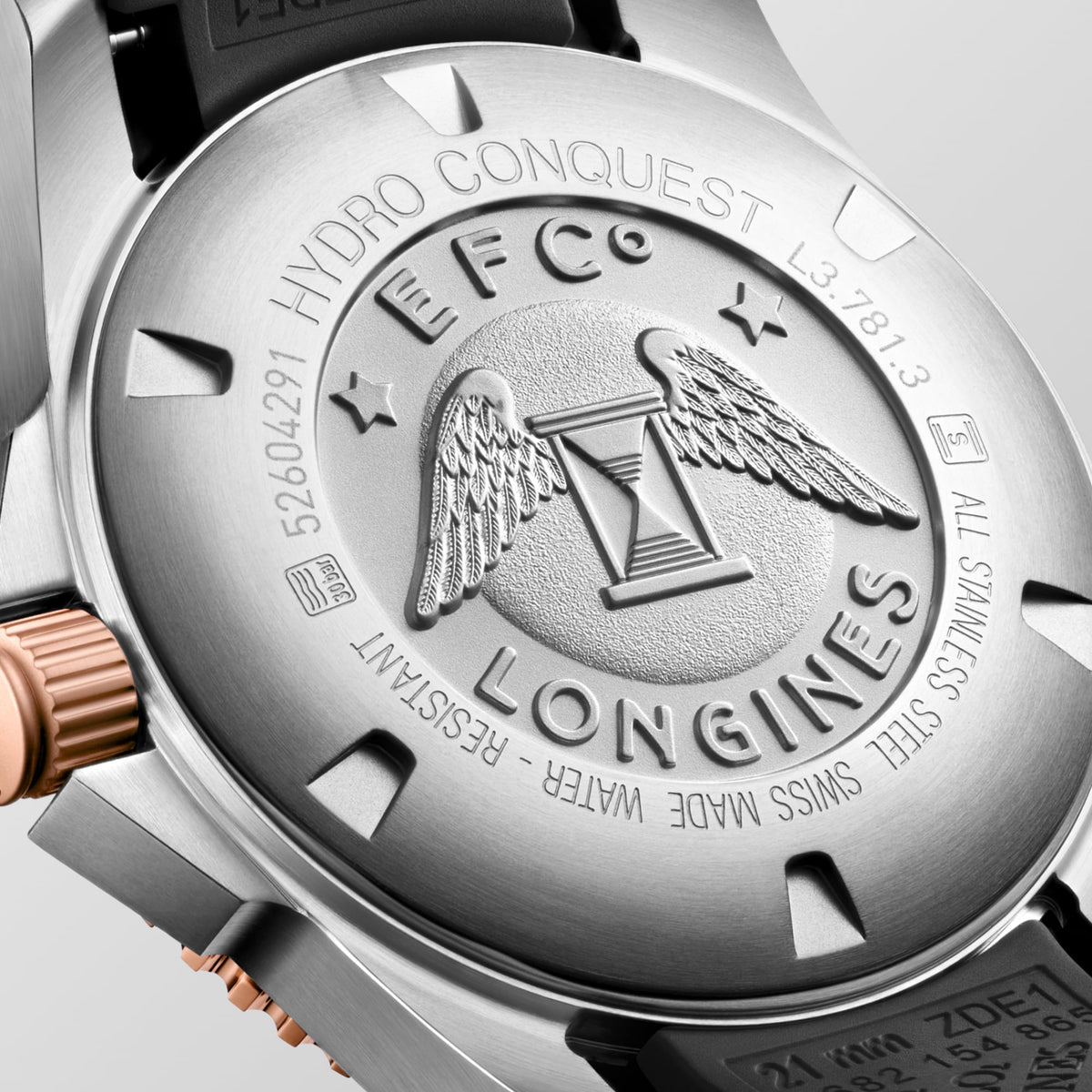 Longines HydroConquest 41mm L3.781.3.58.9 Watch for Men - case-back close-up