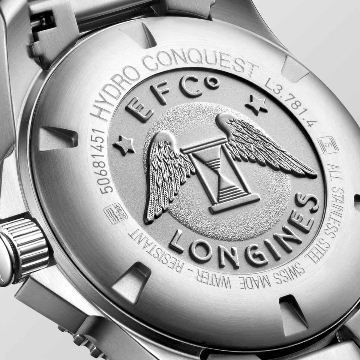 Longines HydroConquest 41mm L3.781.4.06.6 Watch for Men - case-back close-up