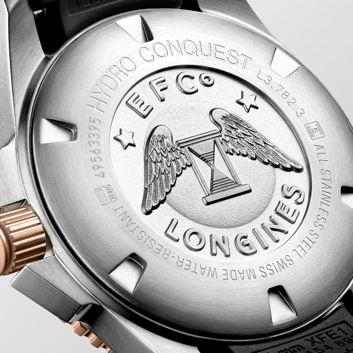 Longines HydroConquest 43mm L3.782.3.58.9 Watch for Men - case-back close-up